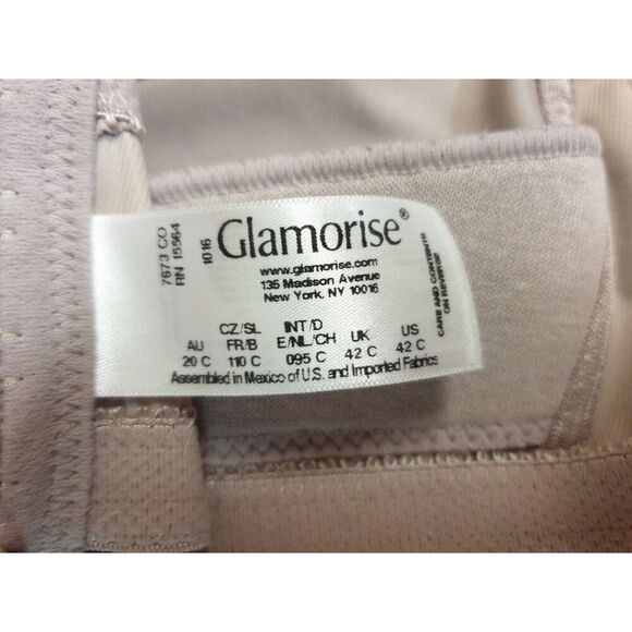 Glamorise Plus 42C Bra Magic Lift Embroidered Full Figure Wireless Bra 42C - Picture 12 of 12